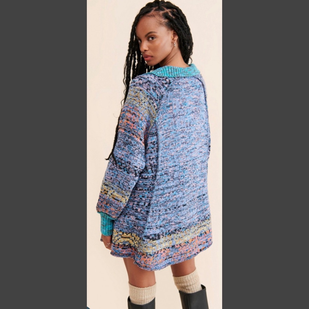 #1609 Free People Seasons of the Sun Knit mini dress Tunic XL - Picture 5 of 8